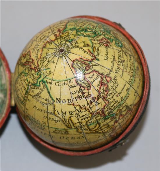 A Nathaniel Lane Pocket New Globe of the Earth, dated 1776,